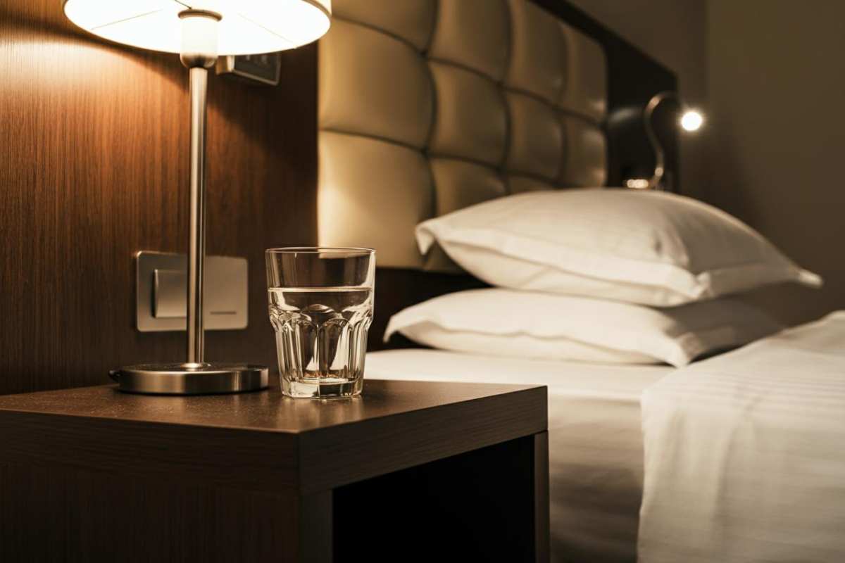 Bicchiere comodino albergo