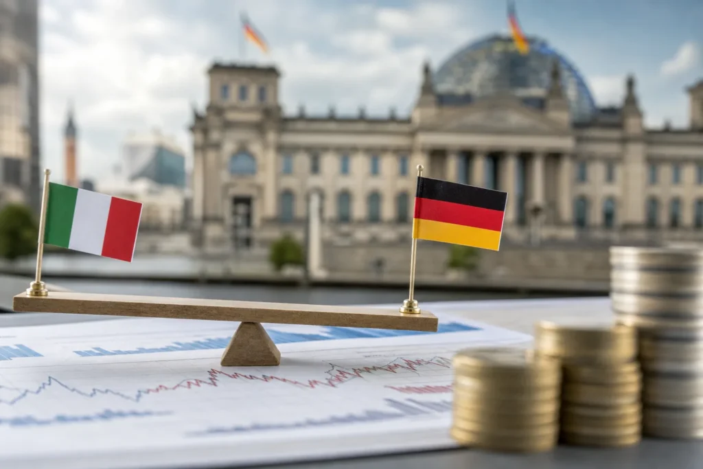 Spread Btp-Bund a 105,3 punti: il rendimento italiano sale al 4,52% mentre la Germania scende al 3,47%
