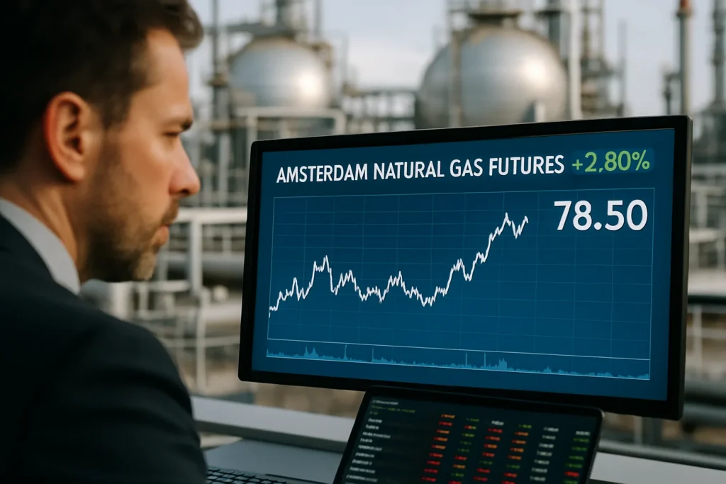 Gas naturale ad Amsterdam: futures in rialzo, prezzi tra 71,85 e 80,25 euro/MWh a ottobre