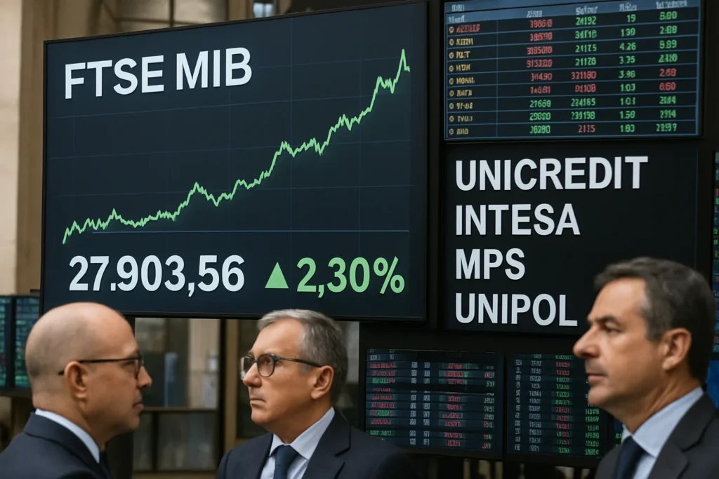 Borsa italiana 6 ottobre 2026: Milano +1%, Technoprobe scatta, banche positive