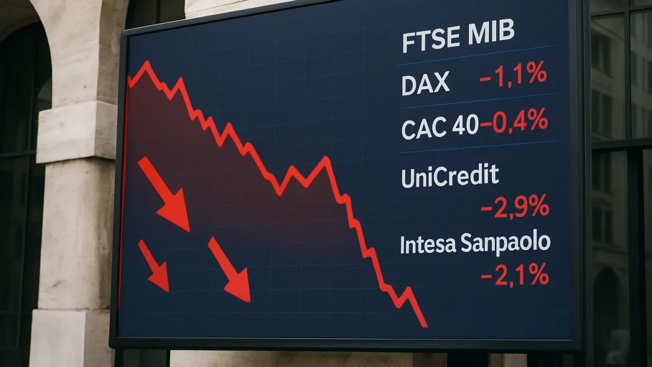 Borsa Milano maglia nera in Europa: le banche crollano mentre Stellantis e Inwit resistono