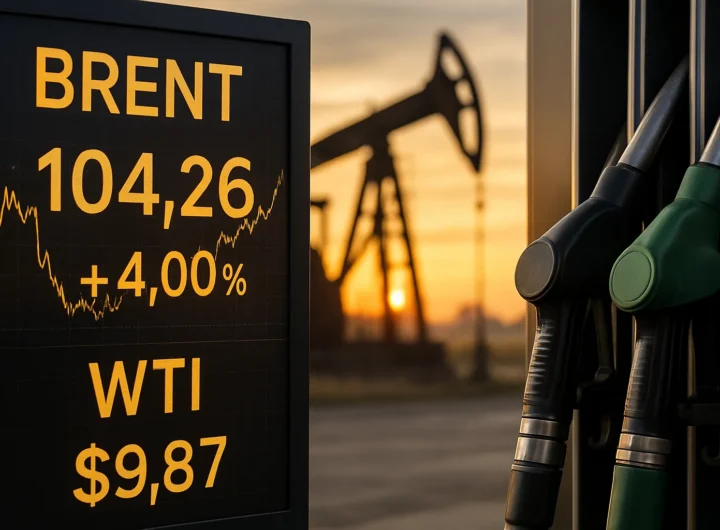 Petrolio a 104 dollari al barile: il Brent accelera del 4%